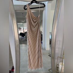Elegant Beige Draped Gown